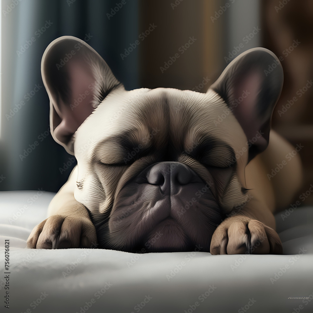 Cute french bulldog sleeping -generated by ai