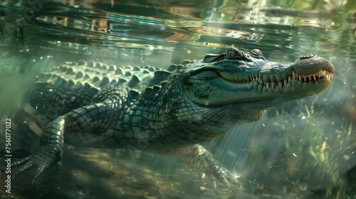 Crocodiles, also known as gharial crocodiles or fish-eating crocodiles. It is a crocodile in the family Gavialidae and is one of the oldest living crocodiles. © Suparak