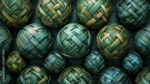 Woven balls from coconut leaves