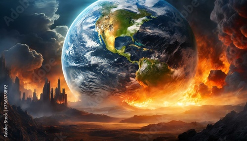 Destruction and purification of the planet earth with fire the end of the world Revelation Apocalypse