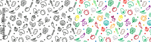 cute vegetable icons seamless pattern background for restaurant wallpaper. healthy food fresh salad