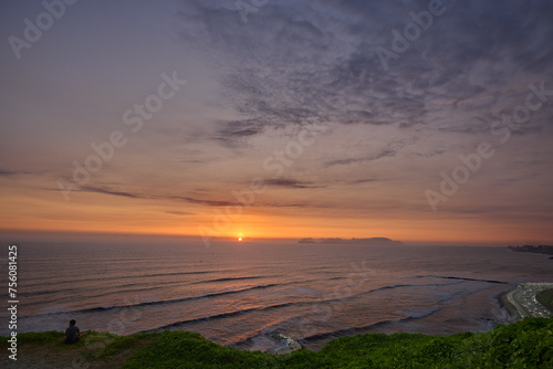 Miraflores  a district located in Lima  Peru  offers breathtaking sunset views along its coastline facing the Pacific Ocean
