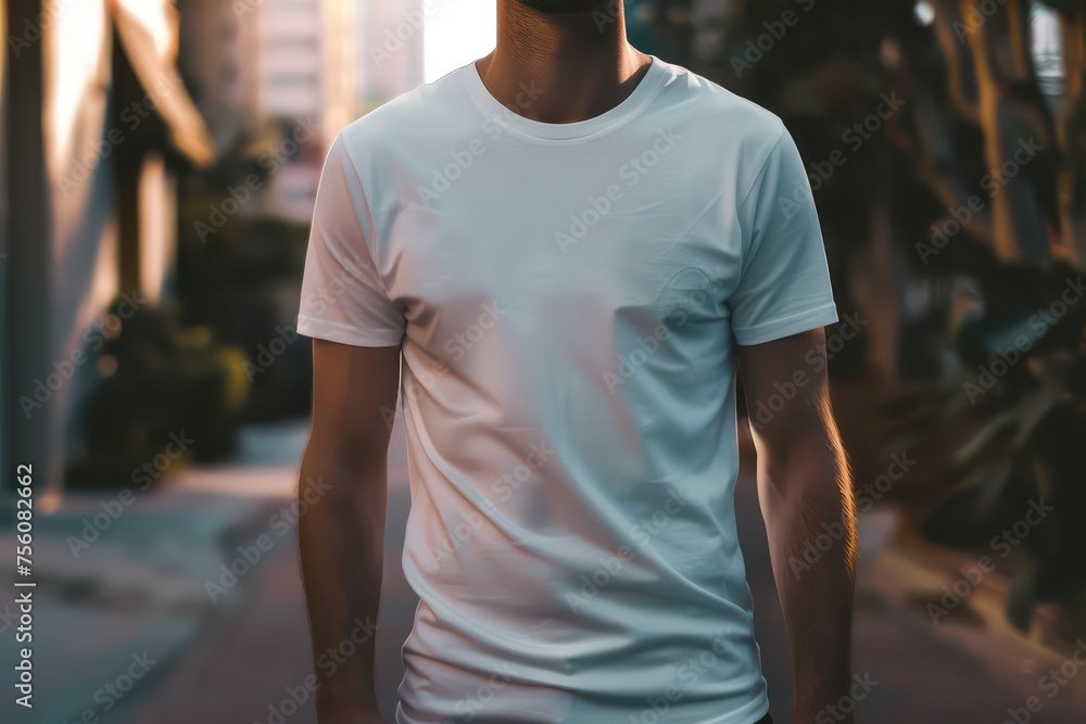 man wearing t-shirt mockup white color man wearing t-shirt mockup white color