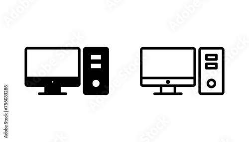 Computer icon set. computer monitor icon vector.