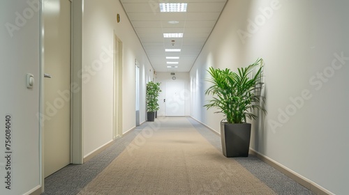 corridor in hallway in corporate office interior