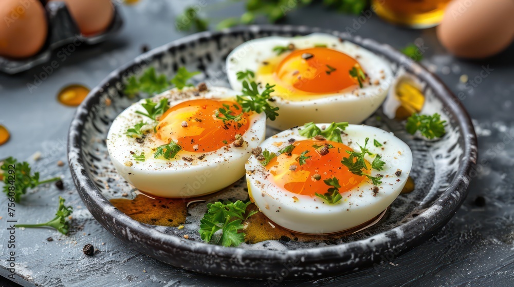 fried eggs with chives