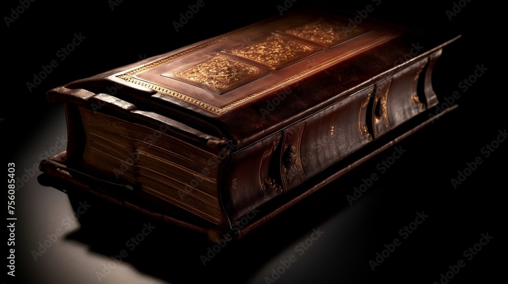 Leather-bound Book with Gold Designs on Cover and Spine
Leather-bound Book with Gold Designs on Cover and Spine