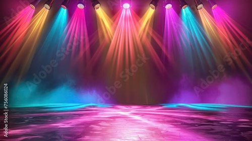 stage with colorful spotlights