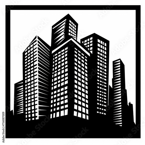 buildings logo  black and white  geometric square