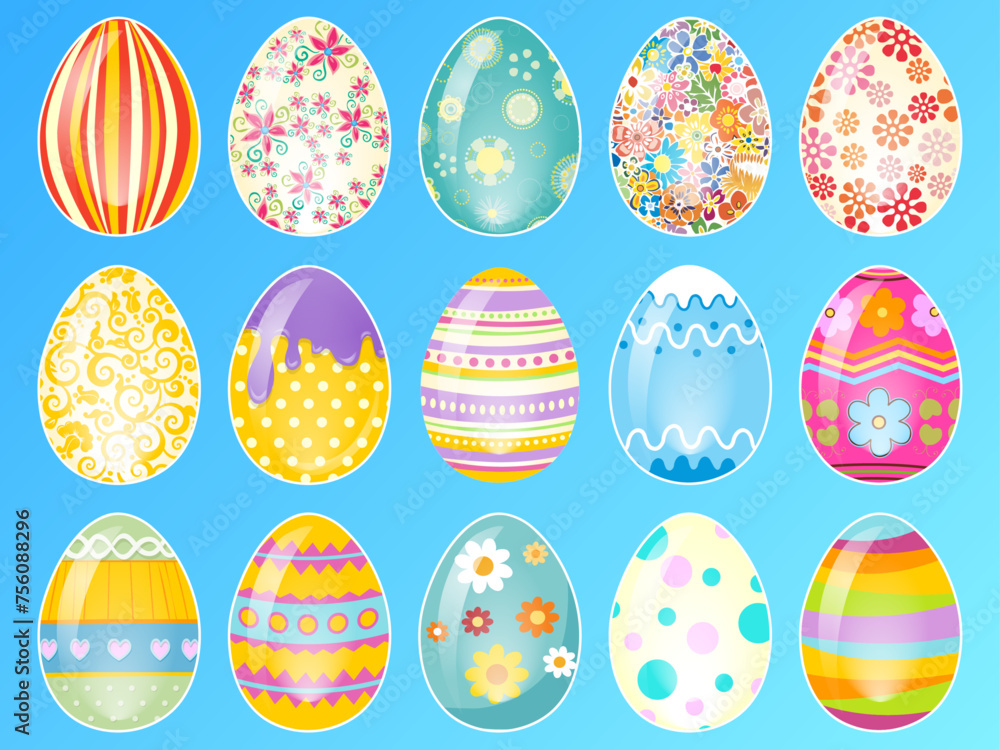 Colorful Easter eggs collection vector