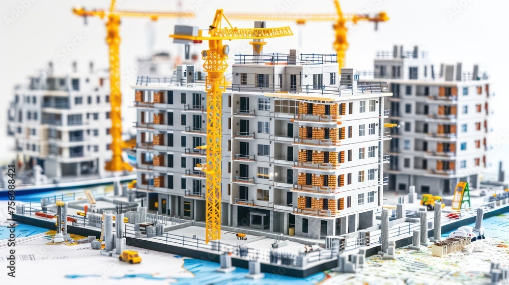 building under construction on a plant, white background