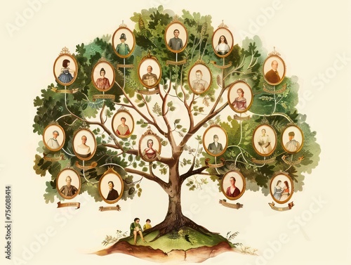 old vintage genealogy family tree