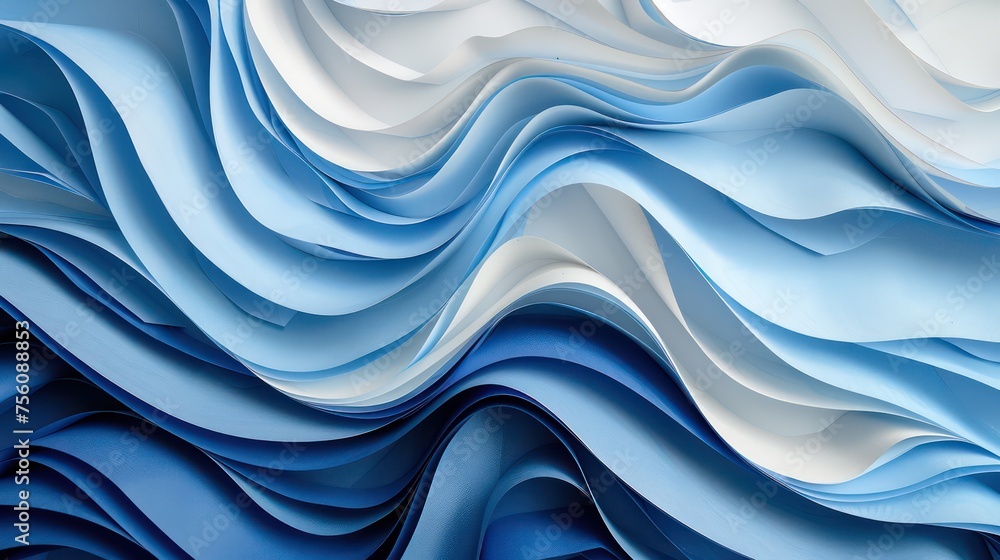Organic twisting pattern, layered paper, blue and light white, shades and contrast background Organic twisting pattern, layered paper, blue and light white, shades and contrast background
