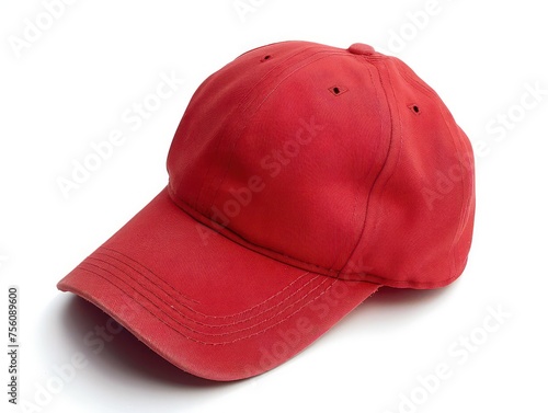 quarter view of a red baseball cap