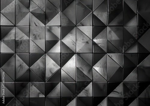 silver abstract, monochrome design, symmetrical pattern, parallelogram tiles