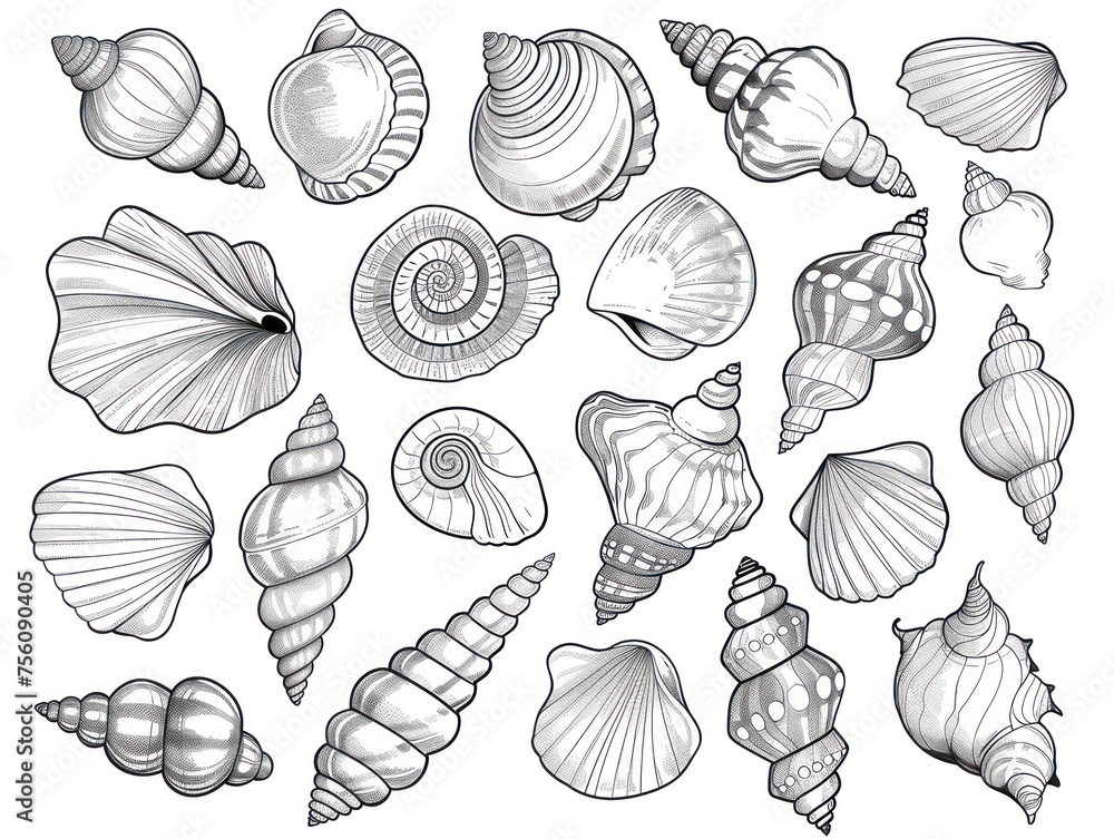 simple line art of seashells simple line art of seashells