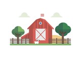  farm barn simple icon, white background