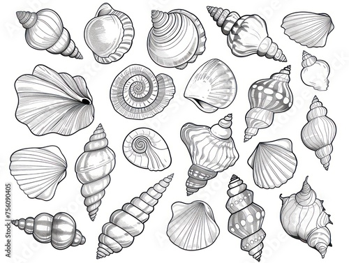 simple line art of seashells