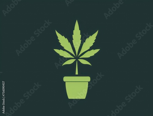 simple, minimalist, vector logo, icon for grow shop, plant in pot