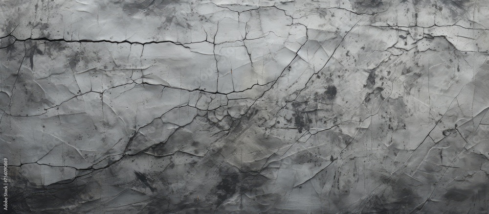 A close up of a cracked concrete wall texture in grey monochrome, resembling a pattern of wood grain. The landscape is barren with twigs, soil, and patches of grass A close up of a cracked concrete wall texture in grey monochrome, resembling a pattern of wood grain. The landscape is barren with twigs, soil, and patches of grass