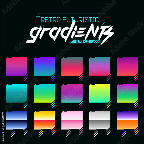Cyberpunk color palette, futuristic combinations of colors and shades. Aesthetic Retro 80s and 90s color palette schemes.