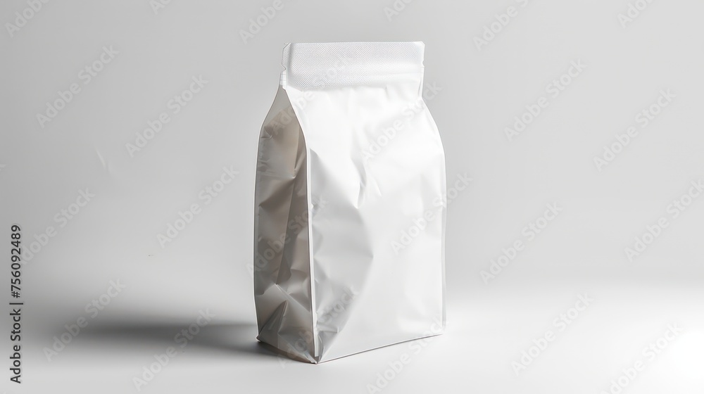 White coffee bag, mockup, plain, on white background