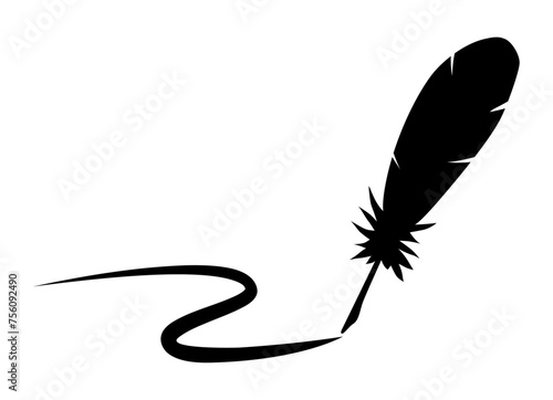 羽根ペンのシルエット