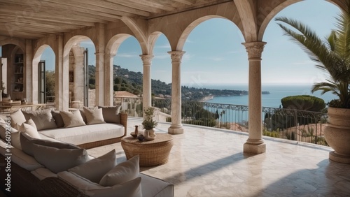 Exquisite mansion perched on the serene shores of the French Riviera  offering sweeping views of the azure Mediterranean and private terraces overlooking the coastal beauty