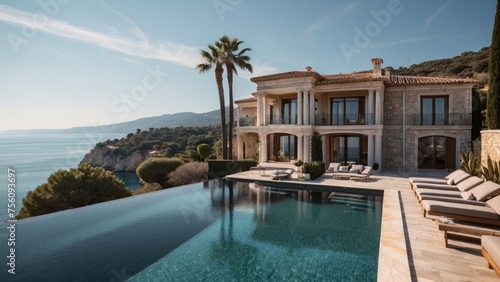 Exquisite mansion perched on the serene shores of the French Riviera, offering sweeping views of the azure Mediterranean and private terraces overlooking the coastal beauty