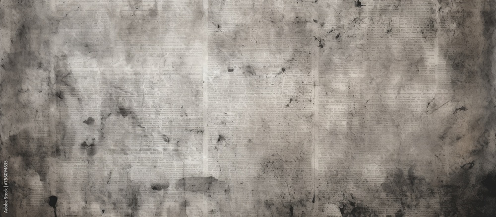 Obraz premium A detailed closeup capture of a monochrome photography of a gray concrete wall texture, showcasing a unique pattern and texture reminiscent of urban history