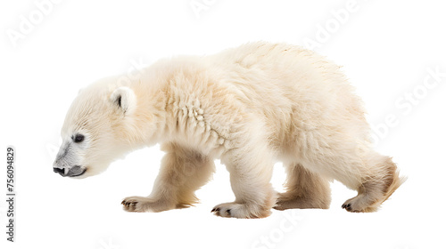 baby polar bear isolated on a white background as transparent PNG