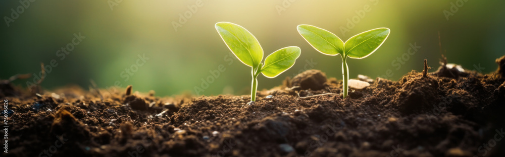 Young twin saplings emerge from the ground, symbolizing new beginnings and the enduring sustainability of life. Young twin saplings emerge from the ground, symbolizing new beginnings and the enduring sustainability of life.