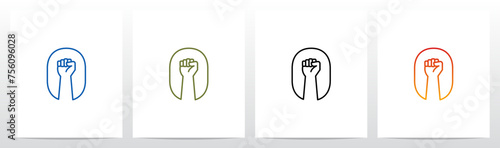 Fist On Letter Outline Initial Logo Design O