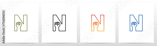 Fist On Letter Outline Initial Logo Design N