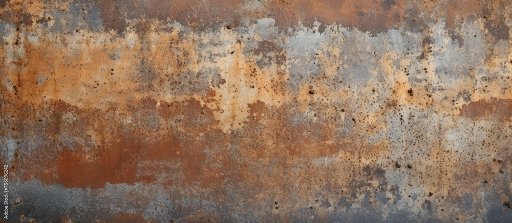 A detailed shot of a weathered metal surface showing a rusty brown pattern resembling wood flooring, surrounded by grass and brick landscape A detailed shot of a weathered metal surface showing a rusty brown pattern resembling wood flooring, surrounded by grass and brick landscape
