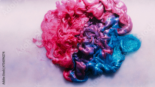 Ink drop glitter fluid smoke cloud pink blue blob