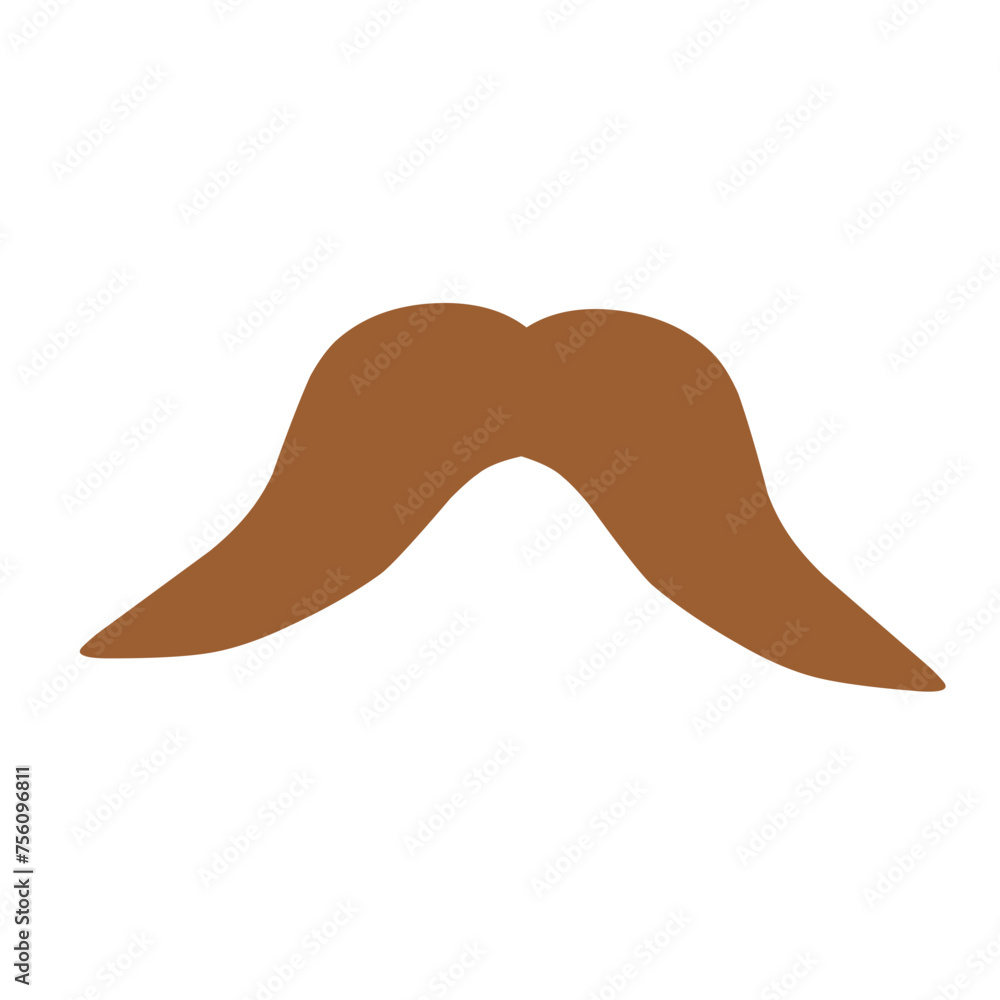 Collection of brown color mustaches of various shapes on a white background. Collection of brown color mustaches of various shapes on a white background.