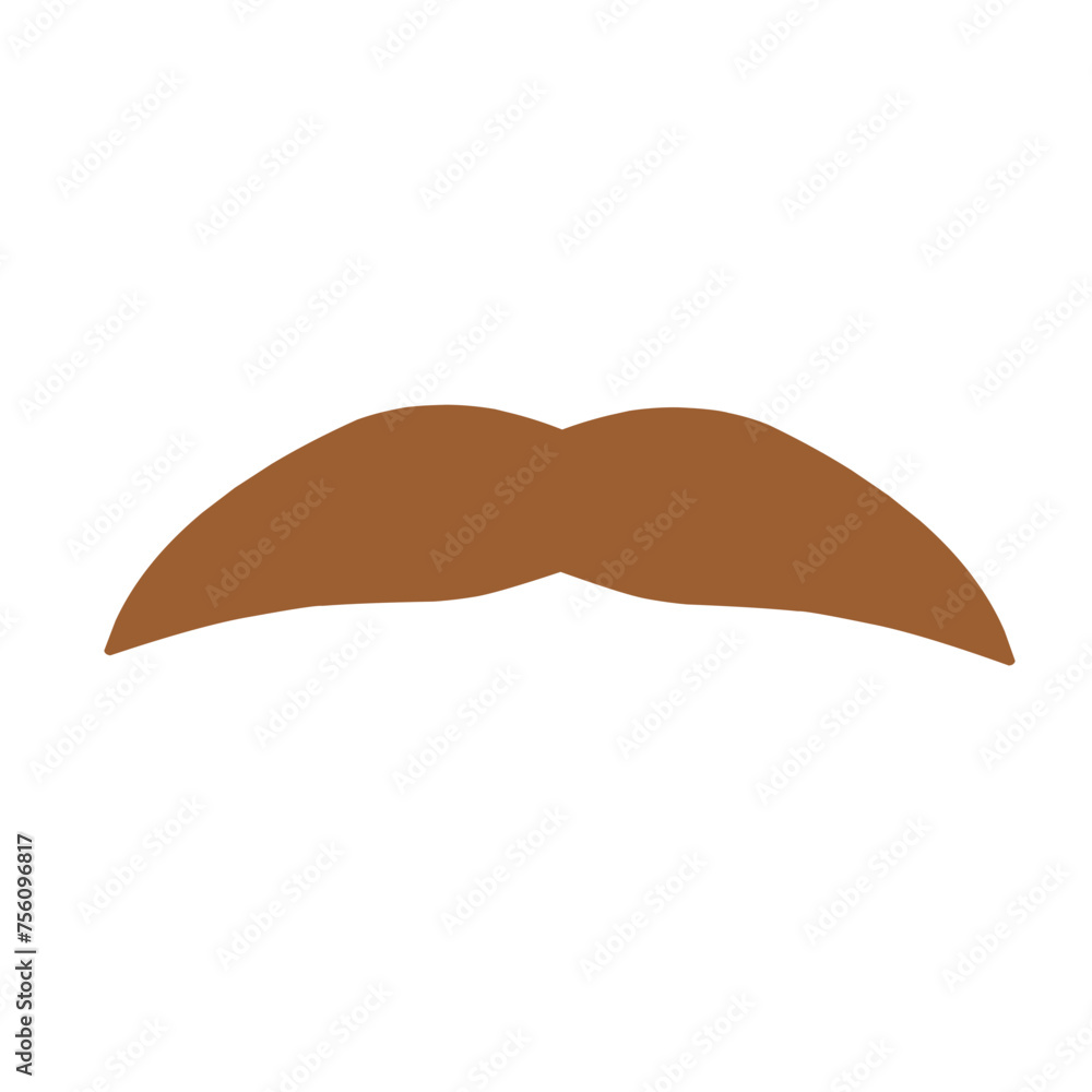Collection of brown color mustaches of various shapes on a white background. Collection of brown color mustaches of various shapes on a white background.