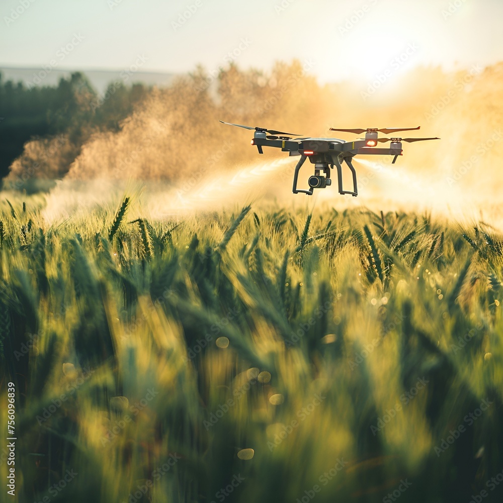 Drone Flying Over Wheat Field with Insecticide Spraying
Drone Flying Over Wheat Field with Insecticide Spraying