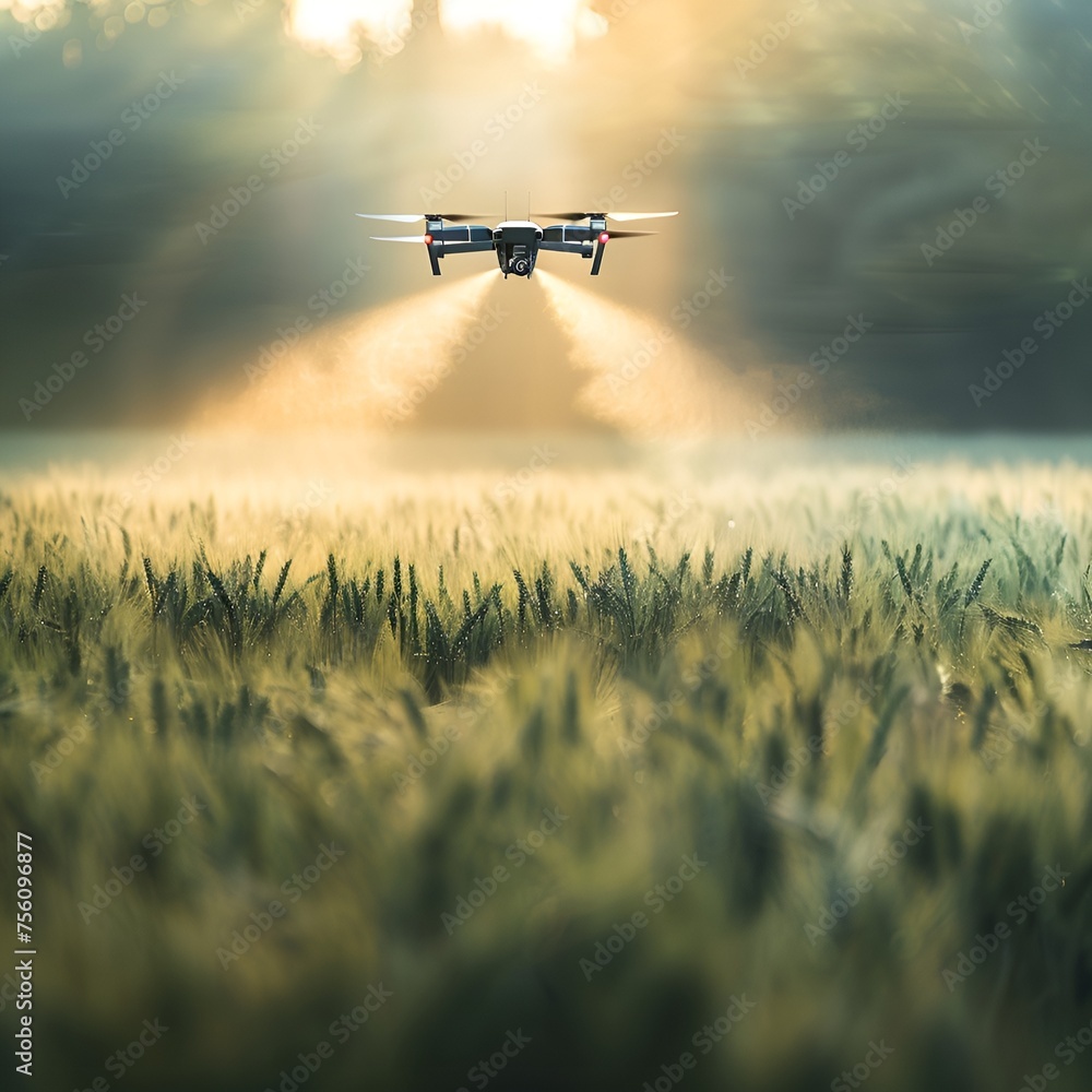 Drone Flying Over Wheat Field with Insecticide Spraying
Drone Flying Over Wheat Field with Insecticide Spraying