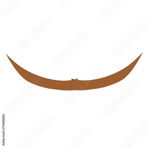 Collection of brown color mustaches of various shapes on a white background.