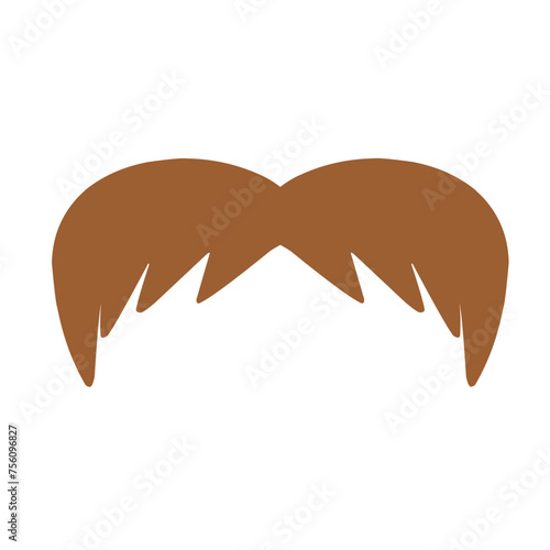 Collection of brown color mustaches of various shapes on a white background.