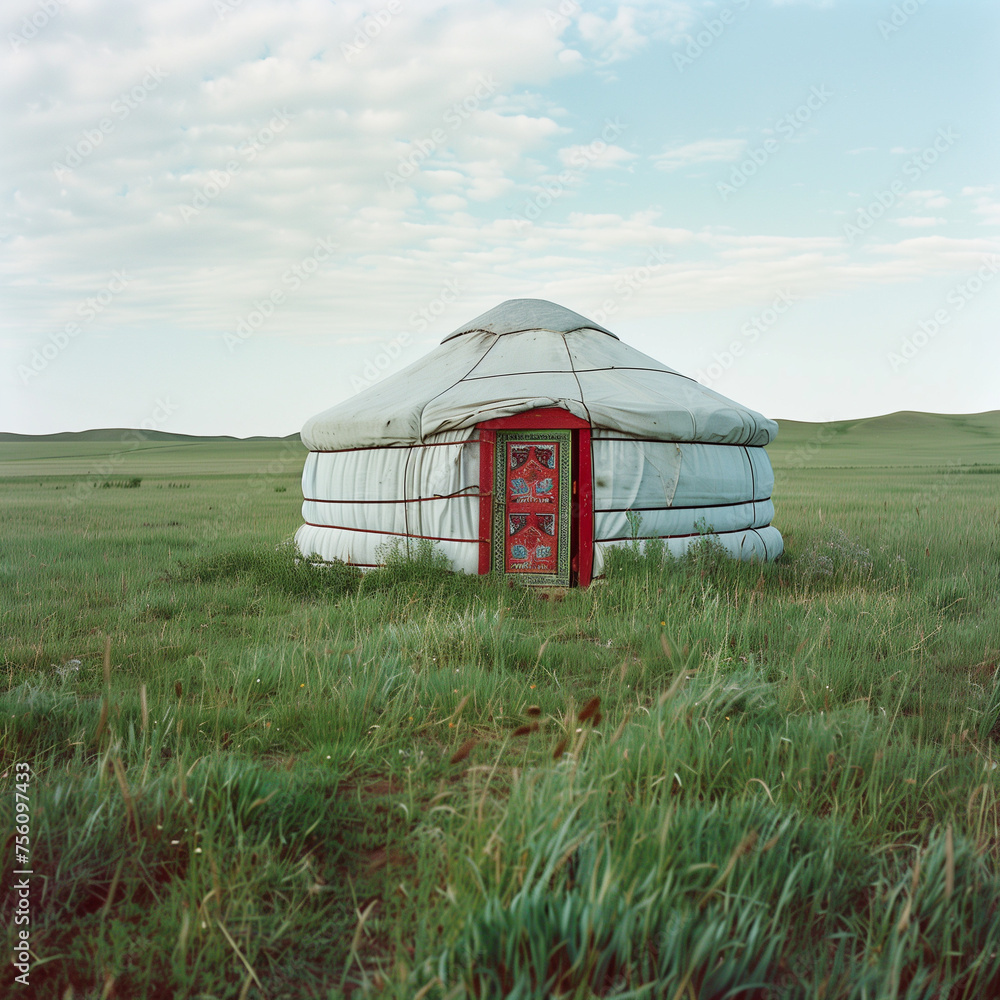 Ger in the Mongolian grasslands.