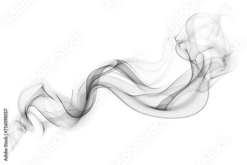 White Smoke Swirls  A fluid  colorful motion captured in smooth curves  resembling patterns of incense smoke against a soft  black background