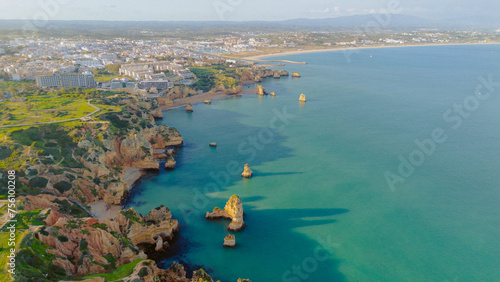 Algarve coast Lagos portugal aerial landscape