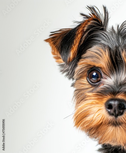 Close-up face of Yorkshire terrier, attentive look