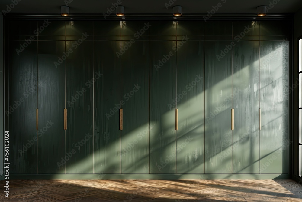 modern dark green minimalist design wood wardrobe with light 
