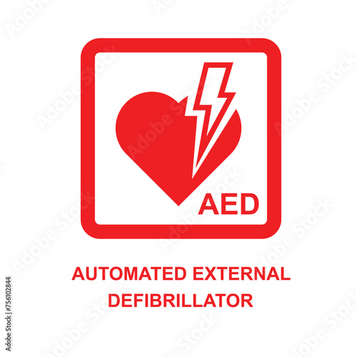 AED icon. Automated external defibrillator sign isolated on background vector illustration.
