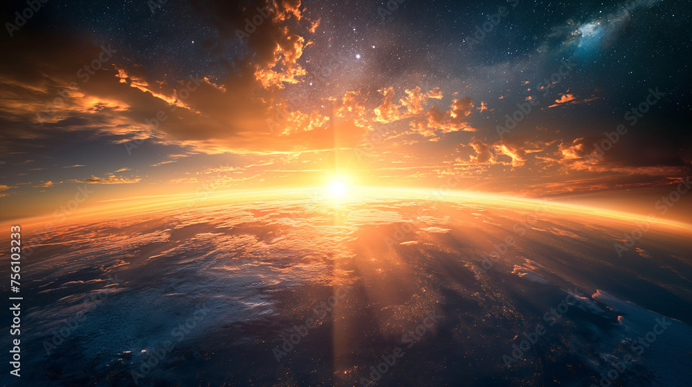 Fototapeta premium Planet Earth with a spectacular sunset.