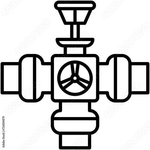Valve Icon. Water Pipe Control Pictogram Graphic Illustration. Isolated Simple Line Icon For Infographic, App and Web Button.